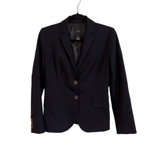J.Crew Superfine Cotton Two Button Navy Blazer Size 0